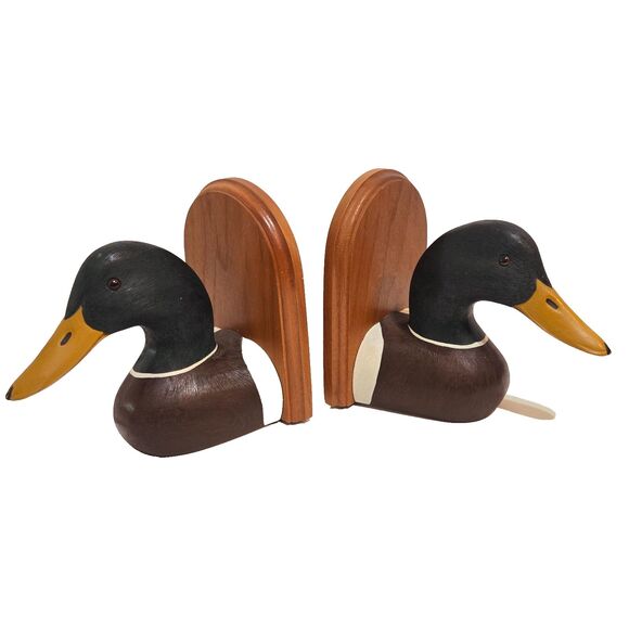 Vintage (2) Jennings Decoy Co MN Mallard Duck Bookends Artist Signed Handpainted - Picture 1 of 9